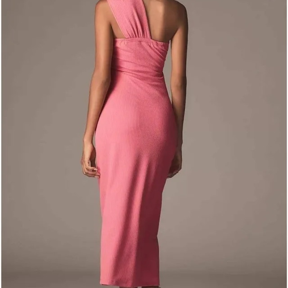 Anthropologie NWT porridge Pink One-Shoulder maxi evening Dress 1960’s sexy